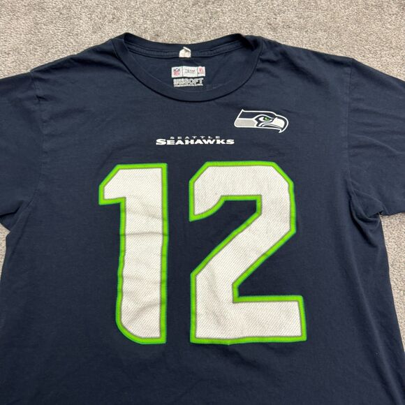 Team Apparel NFL Seattle Seahawks #12 Jersey T- Shirt Mens Medium Blue Fan Tee - Picture 4 of 13